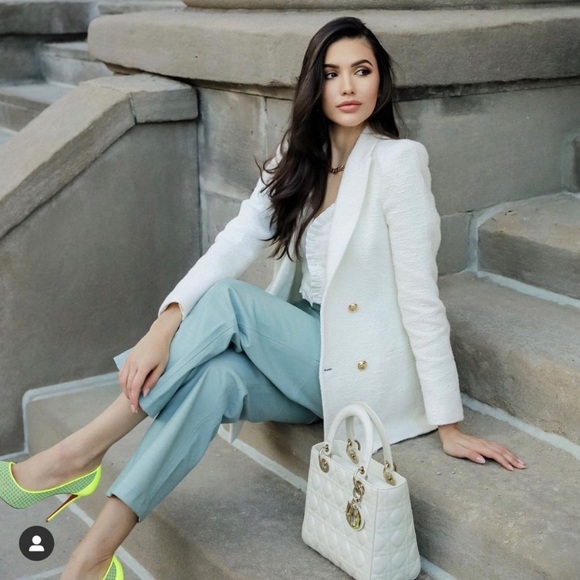 Zara white texture weave blazer - Picture 3 of 11